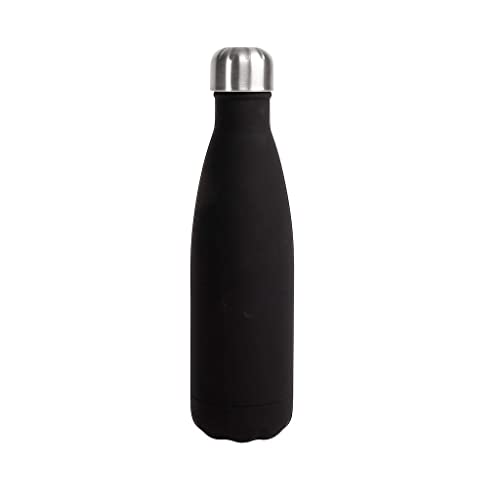 Sagaform Unisex – Erwachsene 5018321 Nils Stahlflasche gummiert schwarz 12/24H, 50cl, 7 x 25.5 cm