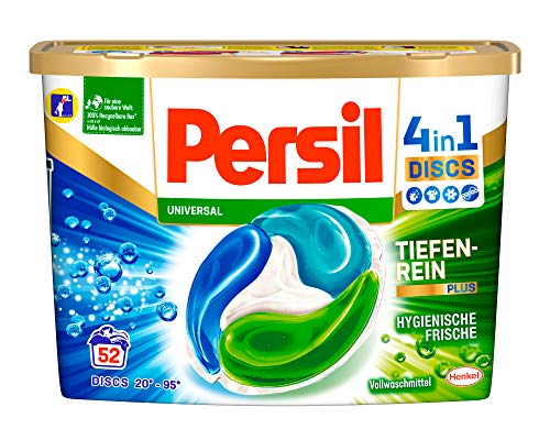 Persil Universal 4in1 Discs (52 Waschladungen), Vollwaschmittel mit Tiefenrein-Plus Technologie und langanhaltender Frische, Waschmittel für leuchtende Farben