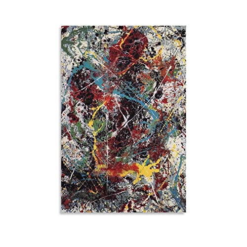 Poster, Motiv: Jackson Pollock, abstrakte moderne Kunst, Poster, Leinwandbild, Dekor, Wanddruck, Foto, Geschenke, Zuhause, modern, dekorativ, gerahmt, 50 x 75 cm