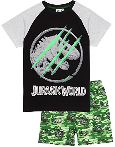 Jurassic World Pyjamas Jungen Kinder Camo T-Shirt Shorts oder Hosenoptionen 6-7 Jahre