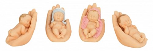 Geschenkestadl 16 Stück Babyfiguren in Hand Bunte süsse kleine Babys Engel Figur je ca. 5,5cm x 7cm Taufe Geburt Deko