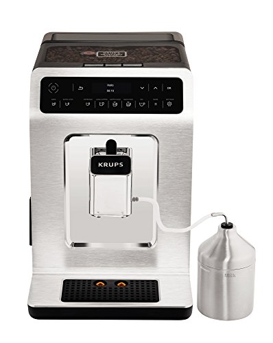 Krups EA891C Evidence Kaffevollautomat, OLED- Display, Barista Quattro Force Technologie, 12 Kaffee-Variationen, 3 Tee-Variationen, One-Touch-Cappuccino Funktion, 2-Tassen Funktion, metall