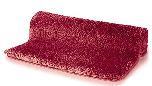 Spirella Badteppich Badematte Duschvorleger Mikrofaser Hochflor | flauschig | rutschhemmend | geeignet für Fußbodenheizung | 70x120 cm | Rot