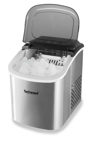 Techwood TMAG-1310 Eiswürfelmaschine, Produktionskapazität 12 kg/24 h, Produktionszyklus von 9 Eiswürfeln zwischen 7 und 14 Minuten