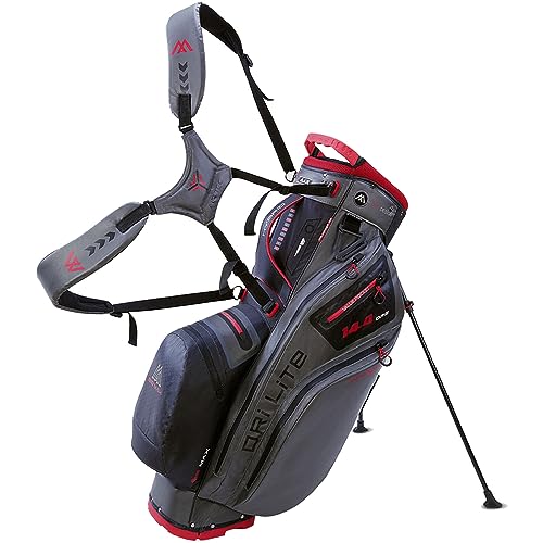 Big Max Dri Lite HYBRID 2 Golf Cartbag & Standbag - Wasserabweisend Charcoal Black Red