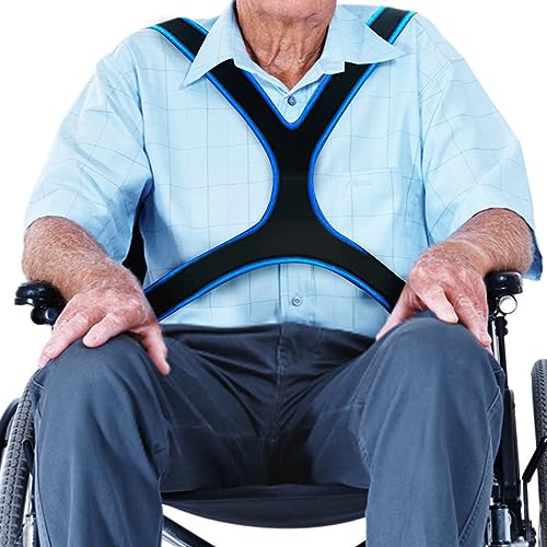 Rollstuhlgurt Rutschfester elastischer atmungsaktiver Rollstuhl-Befestigungsgurt für ältere Senioren, bettlägerig, Fettleibigkeit(Schwarz)