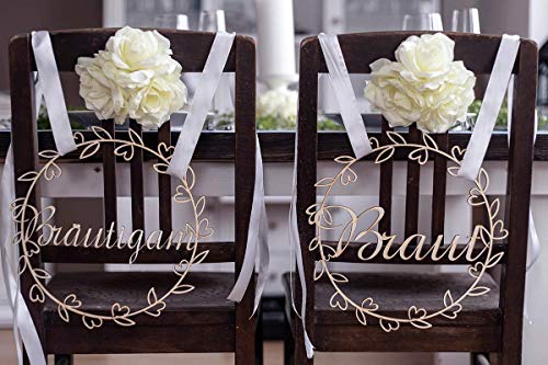 Hochzeitideal Stuhlschild Hochzeit aus Holz Brautleute Stuhlschilder Braut und Bräutigam