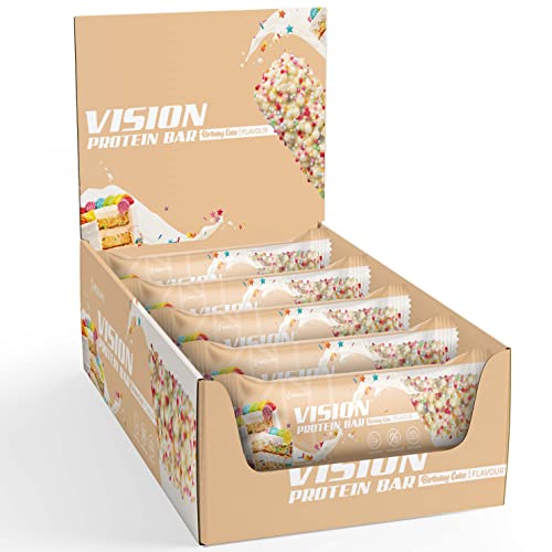 Neosupps - Vision Protein Bar & Birthday Cake 15x35g I Low Carb Proteinriegel aus Milchprotein mit wenig Zucker