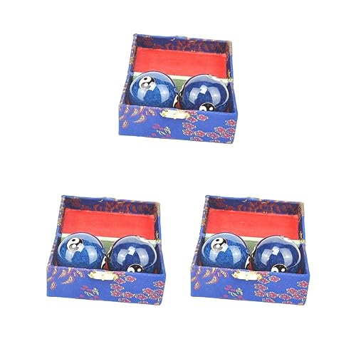 Baoding-Bälle mit Aufbewahrungsbox, langlebig, für Kinder, ältere Eltern, Blau, 3 Stück