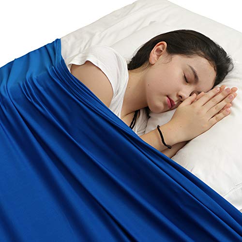 Sensorische Kompressionsdecke für Kinder -Sensorisches Bettlaken Schlafmittel - Helfen Sie Kindern, sich nachts zurechtzufinden - Atmungsaktiv Dehnbar Bequemer Schlaf (Einzelbett,Blau)