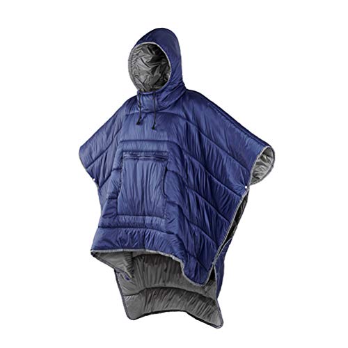 Honcho Poncho Schlafsack Wearable Hooded Blanket - Premium Camping Schlafsack Winter Outdoor Umhang, Extreme Wetter warm/wasserdicht/Winddicht mit Kapuze Decke mit Sack,Blue