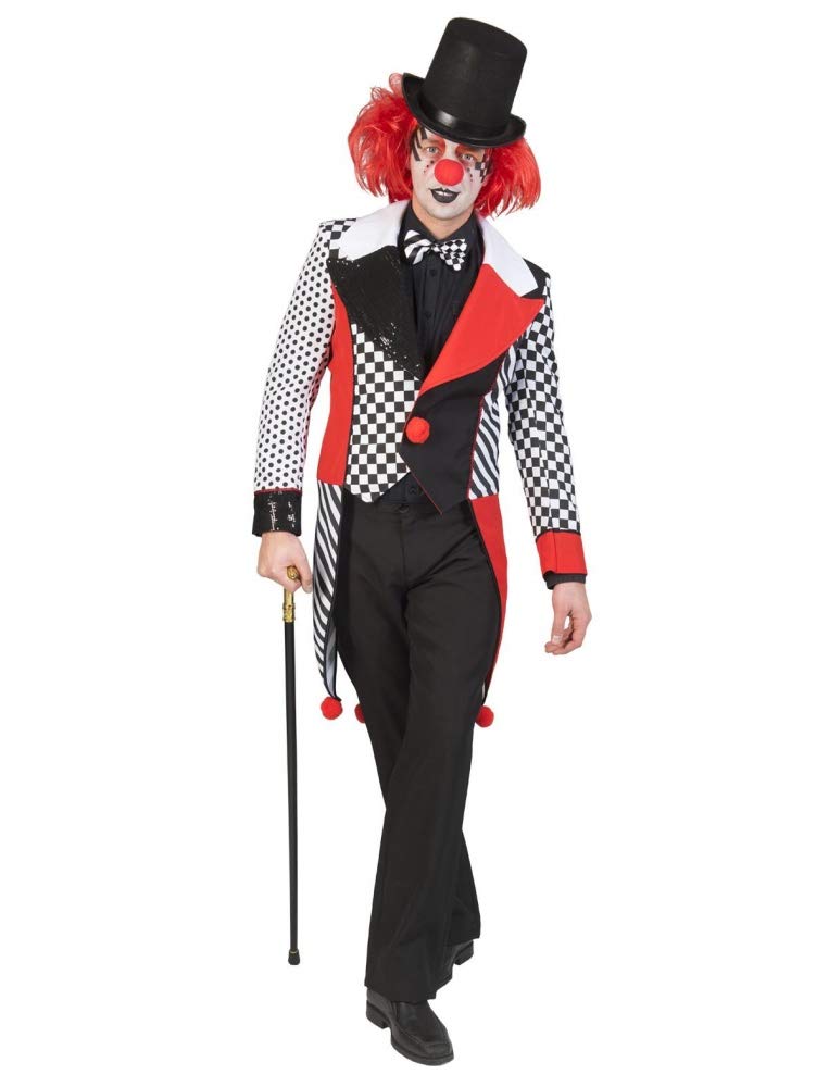 Generique - Clown-Jacke Harlekin-Kostüm schwarz-Weiss-rot - M/L