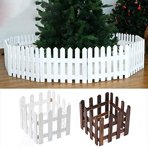 30cm hoch 1.2m Lange Zaun Gartenzaun Dekorative Zäune aus Holz für Weihnachtsbaum Garten Rasen Haustier (Weiß)