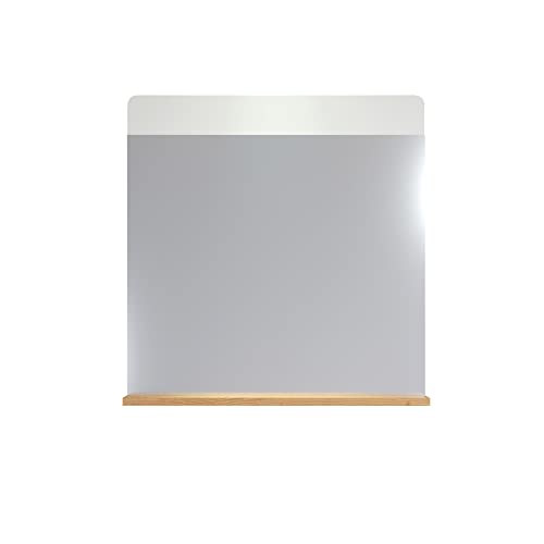 trendteam smart living Badezimmer Spiegel Wandspiegel Ciara, 60 x 63 x 10 cm Weiß Hochglanz und Artisan Eiche mit Ablageboden