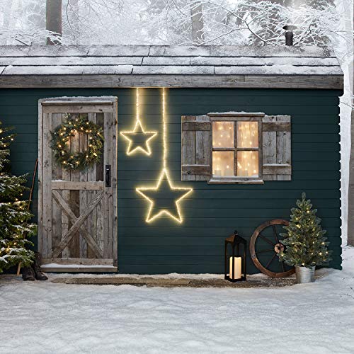 Lights4fun LED Stern Duo Weihnachtsbeleuchtung 38 und 58 Innen und Außen Weihnachtsdeko