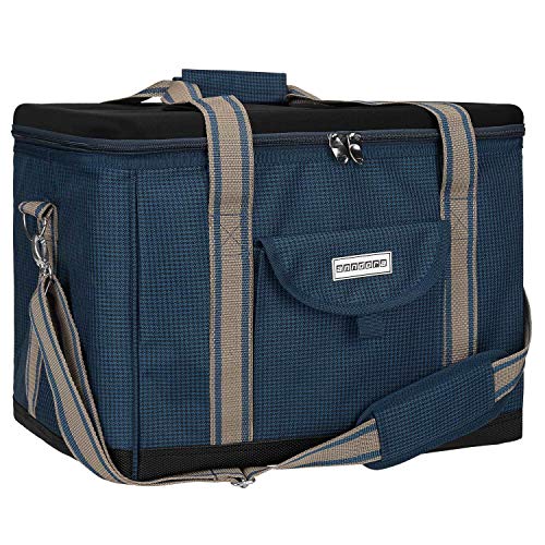 anndora Kühltasche XL Blau Hahnentritt 40 Liter Isoliertasche Picknicktasche