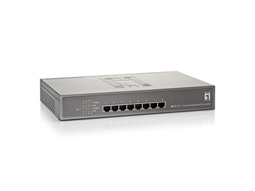 LevelOne 8-port fast ethernet poe switch, 802.3at poe+, 250w