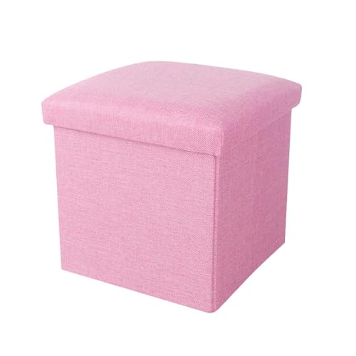 Aufbewahrungsbox Für Fußhocker, Zusammenklappbarer Pouffe-Fußhocker Mit Hochelastischer Schwammfüllung, Multifunktionaler Kreativer Aufbewahrungshocker Für Zuhause ( Color : Pink , Size : 48*30*30cm )