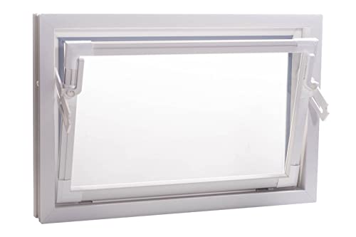 ACO 60cm Nebenraumfenster Kippfenster Einfachglas Fenster weiß Kellerfenster, Größe Kippfenster:60 x 50 cm