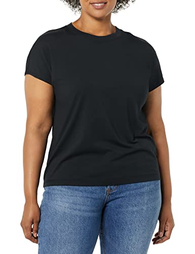 Amazon Aware Damen Langes T-Shirt aus Baumwollmodal mit überschnittenen Ärmeln (in Übergröße erhältlich), Schwarz, L
