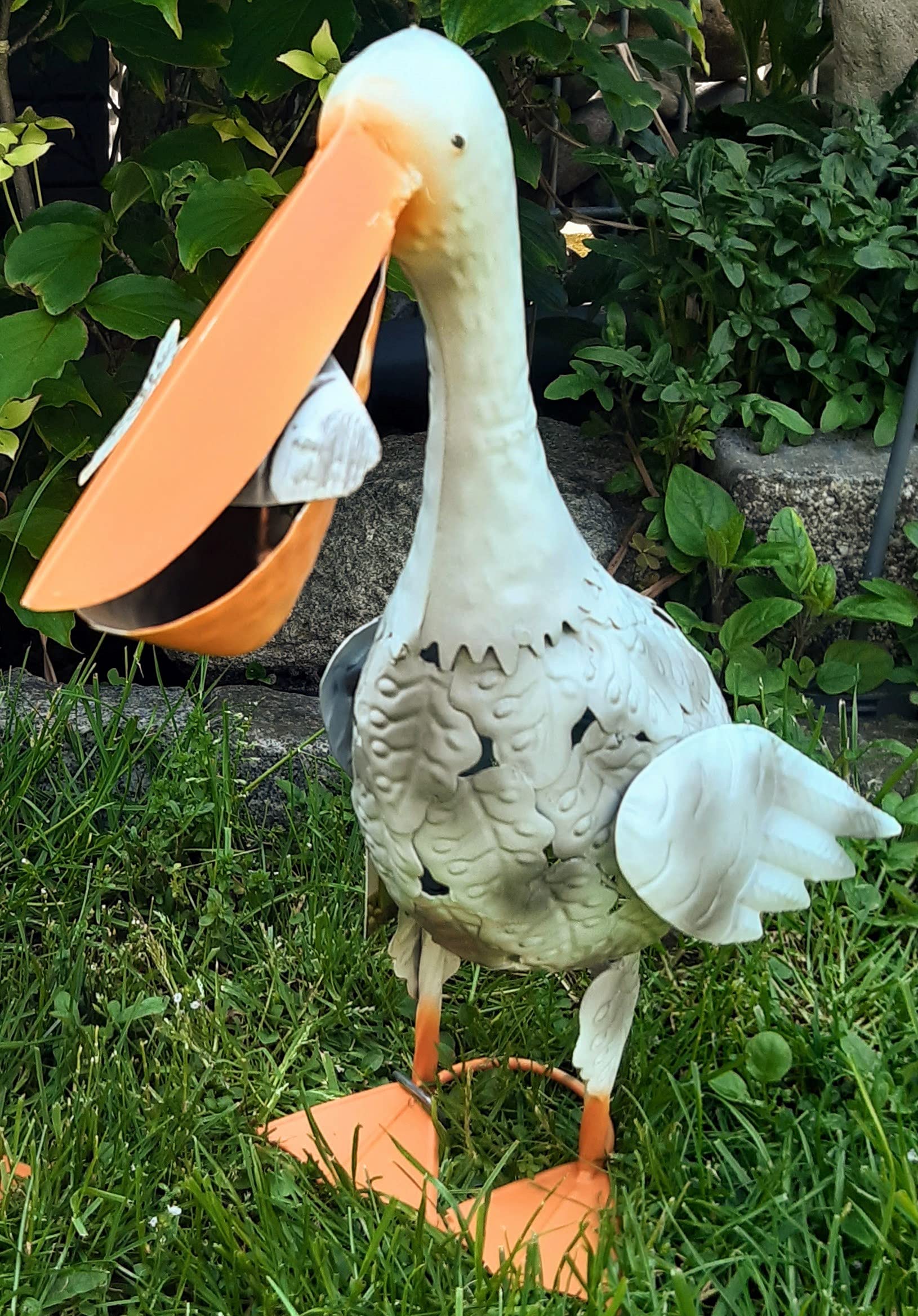 Pelikan Gartenfigur Metall Garten Tier Vogel Deko Teichfigur Gartendeko Teichdeko