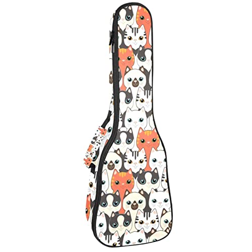 Ukulele-Koffer Cartoon Katze Ukulele Gigbag mit verstellbarem Gurt Ukulele Abdeckung Rucksack