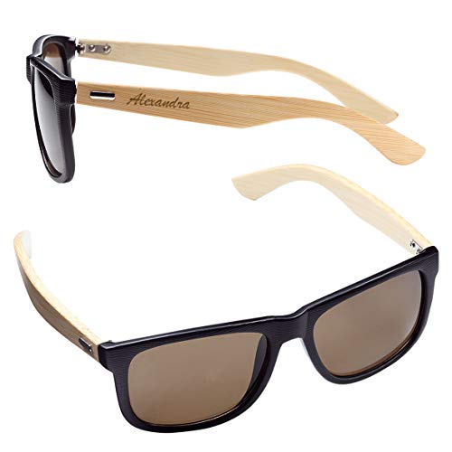 Sonnenbrille mit Gravur | personalisiert mit Ihren Namen | Bambus, UV400 | Herren & Damen