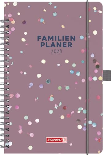 BRUNNEN Buchkalender Familienplaner (2025) „Confetti“, 2 Seiten = 1 Woche, A5, 192 Seiten, Hardcover, bunt