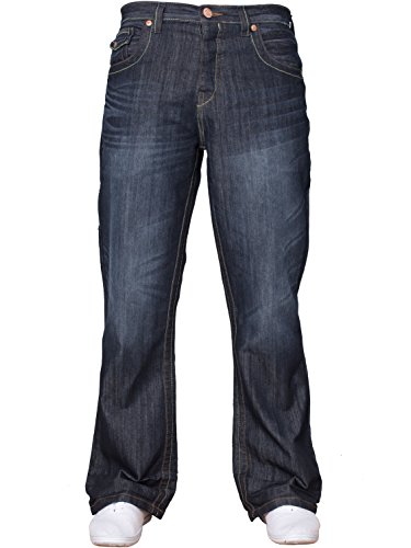 NEU Herren Designer einfach Bootcut ausgestellt weites Bein blau Jeans alle Hüfte Größen - dunkel waschung, 38 W X 30L