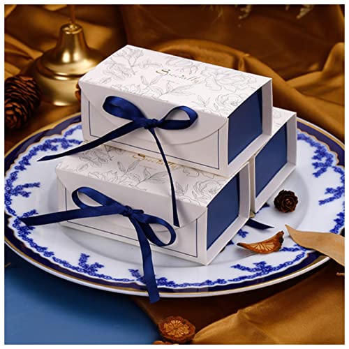 Weihnachtsgeschenkbox 20 stücke grün/rot/blau geschenkbox geburtstagsfeier hochzeit baby shower paket schokolade kuchen kuchen dekoration mit band Weihnachtsgeschenkbox groß (Color : Dark Blue,