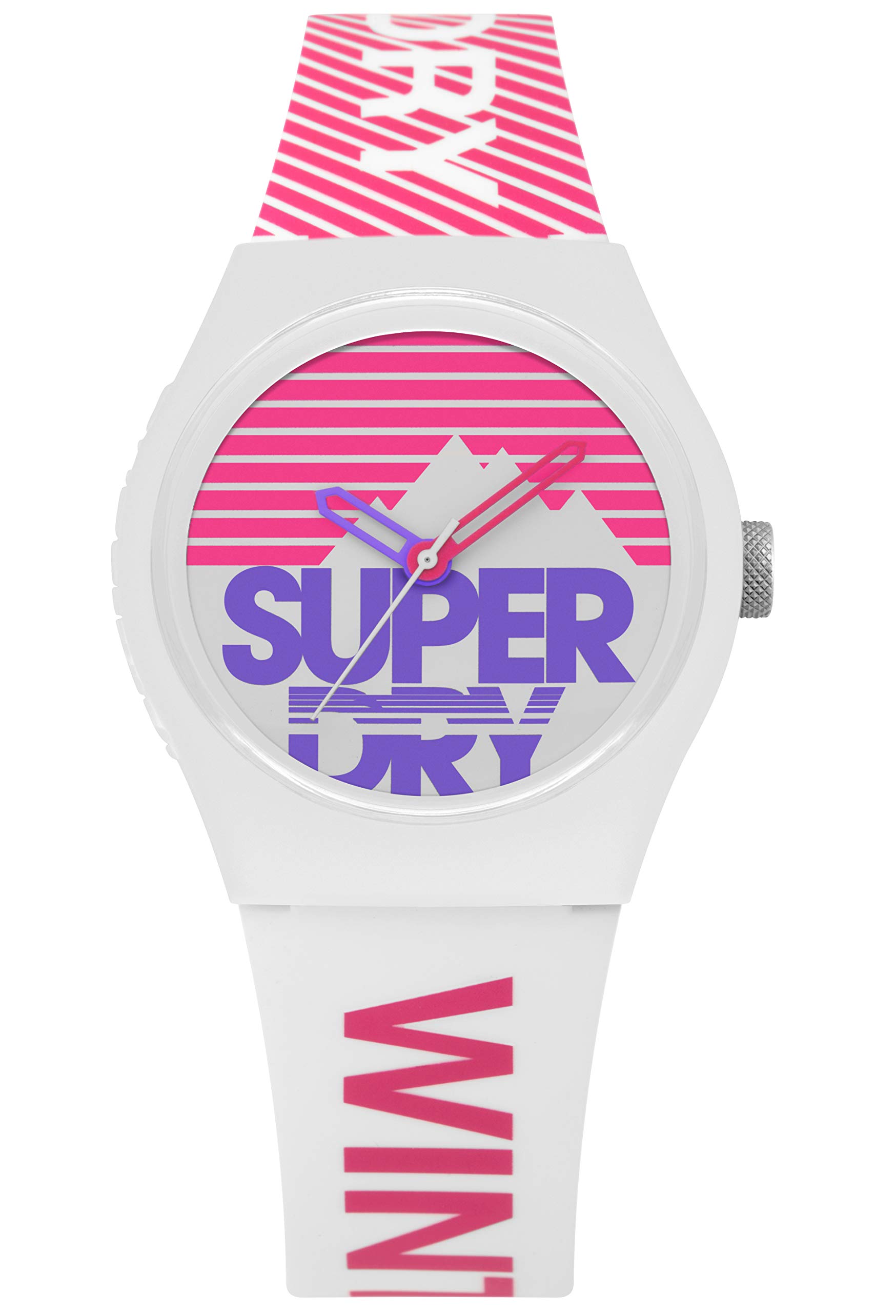 Superdry Damen Analog Quarz Uhr mit Silikon Armband SYL255WP