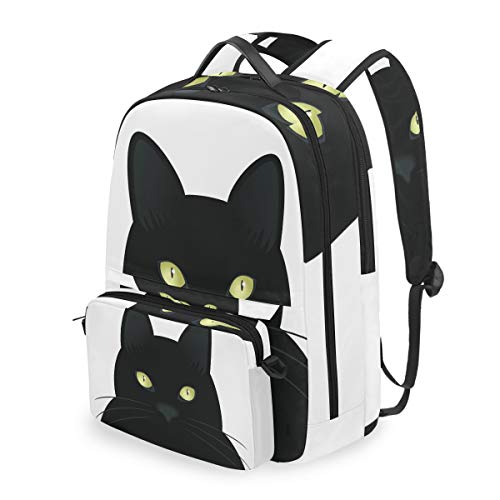 Rucksack mit abnehmbarer Kreuztasche, schwarz, Katzenaugen, Computer-Rucksäcke, Büchertasche, für Reisen, Wandern, Camping, Tagesrucksack