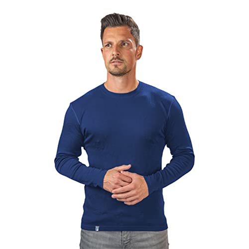 Alpin Loacker Merino Langarmshirt Herren 230g/m - Das Premium Merinowolle Longsleeve Shirt aus 100% Wolle, Thermounterwäsche, Funktionsshirt, Wandershirt, Unterhemd (Blau, L)