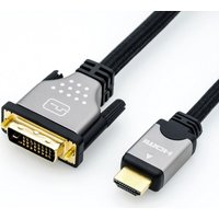 ROLINE - Videokabel - Dual Link - HDMI / DVI - DVI-D (M) bis HDMI (M) - 10 m - abgeschirmt - Schwarz/Silber - 4K Unterstützung (11.04.5875)