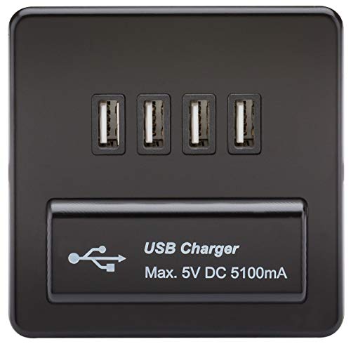 Knightsbridge sfavquadmb 1 G schraubenlos 5 V DC 5.1 A Quad USB-Ladegerät Steckdose mit Schwarz einfügen – matt schwarz