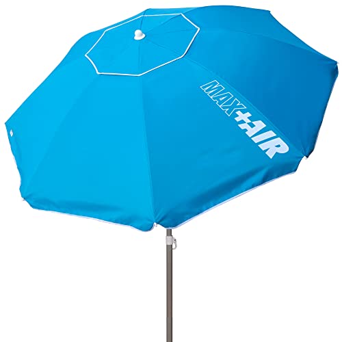 AKTIVE 62216 Winddichter Strandschirm | Sonnenschirm Windschutz Ø 220 cm, Mast Ø28-32 mm | Farbe Blau, mit UV-Schutz 50 | Windschutz