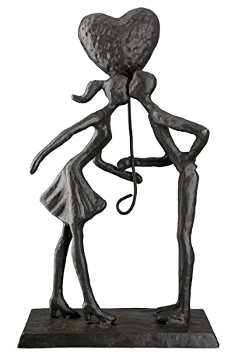 Brillibrum Design Ausdrucksstarke Skulptur aus Gusseisen kleine Liebespaar Eisen Figur klein Geschenk zur Hochzeit Love Couple Sculpture 22,5 x 12,5 x 5 cm (Figur 16)