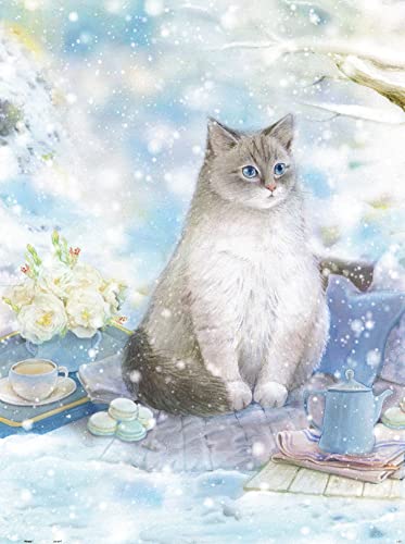 Pintoo Puzzle 1200 Teile für Erwachsene - Jina A Snow Cat - Einfache Aufbewahrung perfekt ineinandergreifende Kunststoff-Puzzles kein Kleber erforderlich [H2850]