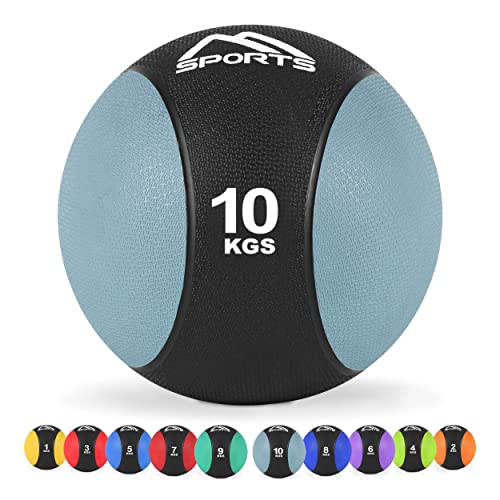MSPORTS Medizinball 1 - 10 kg - Professionelle Studio-Qualität inkl. Übungsposter Gymnastikbälle (10 kg - Hellgrau)