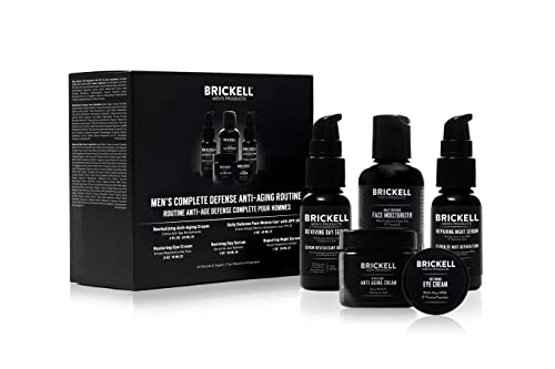 Brickell Men's Products vollständige defense anti-aging-routine, nachtgesichtscreme, vitamin c tag und nacht serum, moisturizer w/spf und augencreme, natur- und bio, ohne duft