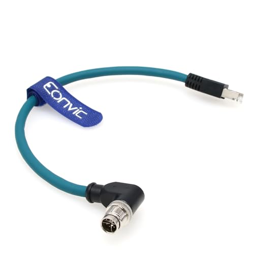 Eonvic Cat-7e rechtwinkliger M12 X Code 8-poliger Stecker auf RJ45 Ethernet High Flex Kabel für Cognex Industriekamera