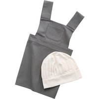 Sebra Kinderschürze und Kochmütze in elephant grey/classic white one size ab 1 Jahr 100% Baumwolle
