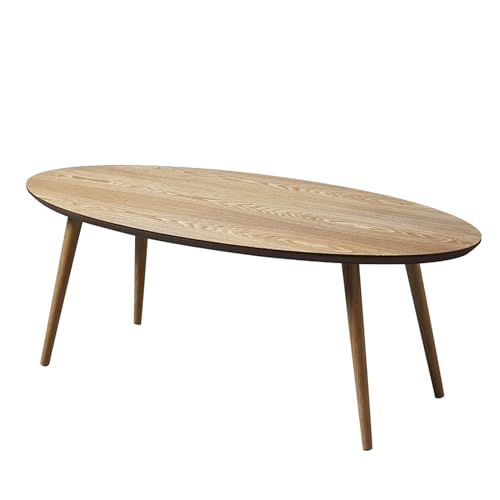 GJ Runder Couchtisch aus nordischem Massivholz, kleines Wohnzimmer, ovaler kreativer Kleiner Tisch, moderner und einfacher niedriger Tisch im japanischen Stil (Color : A, Size : 100X60X45Cm)