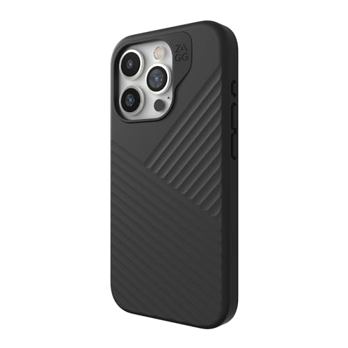 ZAGG Denali Snap iPhone 15 Pro Handyhülle – Fallschutz (5 m), zweilagige strukturierte Handyhülle für iPhone 15, rutschfestes Design, MagSafe-Handyhülle, Schwarz