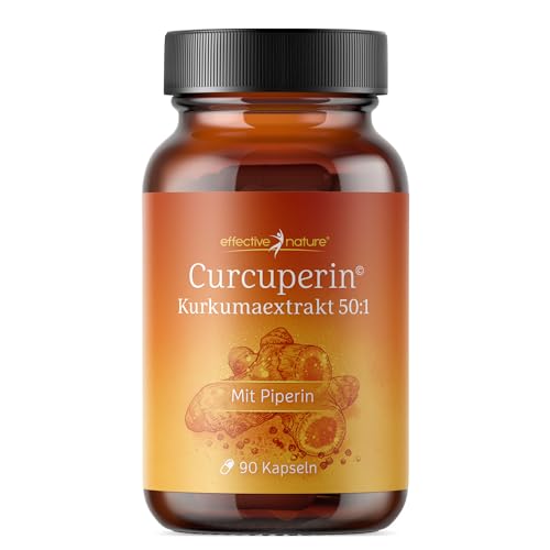 effective nature Curcuperin - 90 vegane Kapseln - Kurkuma und Piperin - Antioxidative Wirkung - Extrakt 30:1
