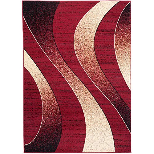 Carpeto Rugs Modern Designer Teppich - Kurzflor - Weich Teppich für Wohnzimmer, Schlafzimmer, Esszimmer - ÖKO-TEX Wohnzimmerteppich - Teppiche - rot - 140 x 200 cm