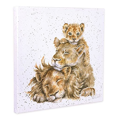 Wrendale Designs Family Pride 'Impression de la famille d'un Lion sur Blanc Toile Carrée 20 centimètres…