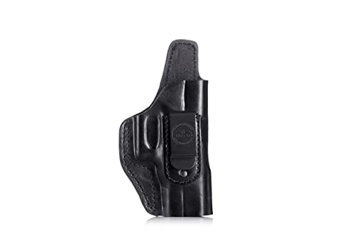 Multifit Open-top IWB/OWB Leather Holster with Steel Clip 1.5" Black, Right Hand, Size 2217