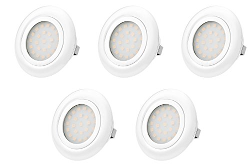 TEVEA® Ultra Flach LED Einbauleuchten - Möbelleuchte - Einbaustrahler (Warmweiss-Weiss-5er)