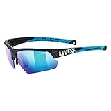 uvex sportstyle 224 - Sportbrille für Damen und Herren - verspiegelt - druckfreier Tragekomfort & perfekter Halt - black matt blue/blue - one size